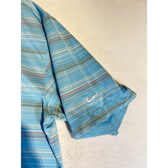 Nike Golf Fit Dry Polo Shirt Men's XL Powder Blue Striped Swoosh Short Sleeve - Picture 3 of 10